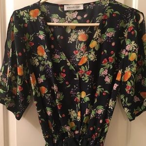 Amour Vert Navy Fruit Print Midi dress